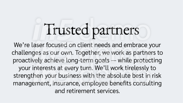 Trusted partners We re laser focused on client needs and embrace your challenges as our own  Together, we work as par   